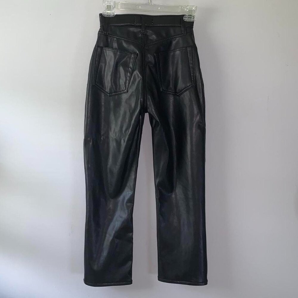 Abercrombie & Fitch Black Denim Jean Faux Leather The Ankle Straight Curve Love - Picture 1 of 4